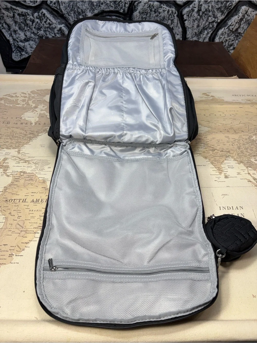 BabbleRoo Black Diaper Bag Backpack Changing Pad Pacifier Case Multi Pocket Baby